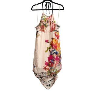 O'Neill x Cynthia Vincent Rosette Draped Hi-Lo Flowy Halter Dress NWT Size XS